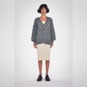 Paper Label Lynn Grey Wool/alpaca Cardigan, size M